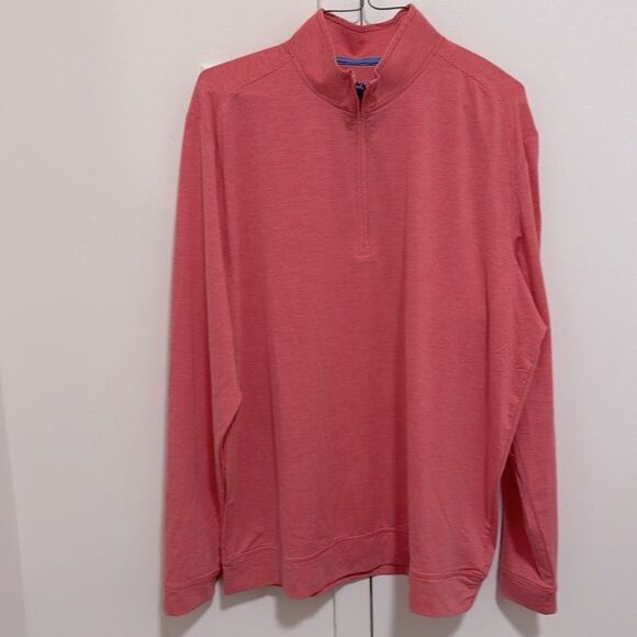 Johnnie-O Vaughn Striped 1/4 zip Performance Long Sleeve Mens Top. Size Large. - Picture 4 of 8